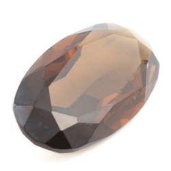 Large antique Czech hand faceted dark topaz oval glass rhinestone 38x20mm