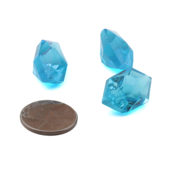 Lot (3) 22mm Czech vintage hexagon faceted transparent blue glass buttons