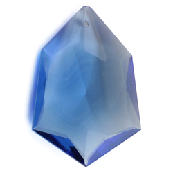 Czech antique hand cut sapphire blue hexagon pendant glass bead 35mm
