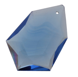 Czech antique hand cut sapphire blue hexagon pendant glass bead 35mm
