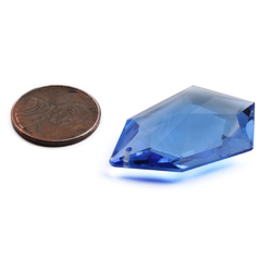 Czech antique hand cut sapphire blue hexagon pendant glass bead 35mm