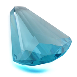 Large antique Czech hand faceted aqua blue teardrop glass rhinestone 40x25mm