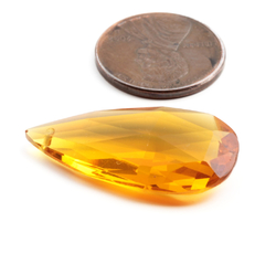 Czech antique hand cut topaz teardrop pendant glass bead 30mm