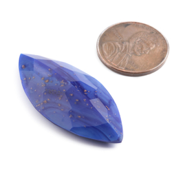 Large antique Czech hand cut oval eye blue Lapis Lazuli glass rhinestone 39x18mm