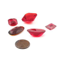 Lot (5) Czech vintage assorted red pink topaz glass rhinestones flat backs