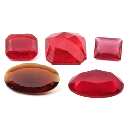 Lot (5) Czech vintage assorted red pink topaz glass rhinestones flat backs