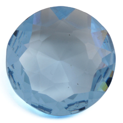 Large antique Czech hand cut blue round glass rhinestone 26mm