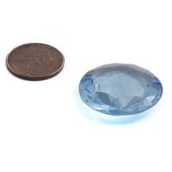 Large antique Czech hand cut blue round glass rhinestone 26mm
