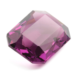 Large antique Czech hand cut amethyst octagon rectangle glass rhinestone 25x19mm
