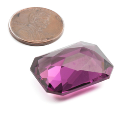 Large antique Czech hand cut amethyst octagon rectangle glass rhinestone 25x19mm