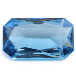 Large antique Czech hand cut sapphire blue octagon rectangle glass rhinestone 35x20mm