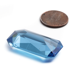 Large antique Czech hand cut sapphire blue octagon rectangle glass rhinestone 35x20mm