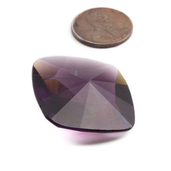 Large antique Czech hand cut pointed square amethyst glass rhinestone 30mm