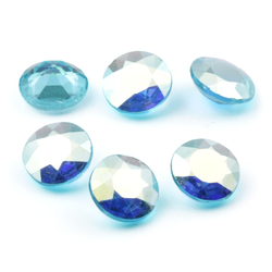 Lot (6) Czech vintage aqua blue AB glass rhinestones 12mm