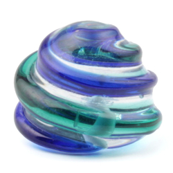 Vintage Czech blue bicolor swirl cone lampwork head pin glass bead 