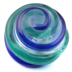 Vintage Czech blue bicolor swirl cone lampwork head pin glass bead 