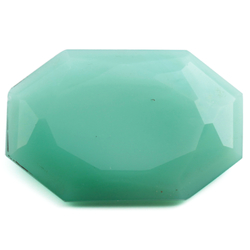 Large antique Czech hand faceted chrysoprase green octagon glass rhinestone 38x25mm