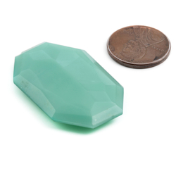 Large antique Czech hand faceted chrysoprase green octagon glass rhinestone 38x25mm