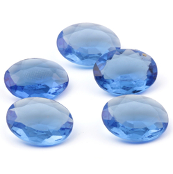 Lot (5) large Czech vintage oval sapphire blue glass rhinestones 20x16mm