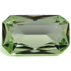 Large antique Czech hand cut peridot green octagon rectangle glass rhinestone 35x20mm