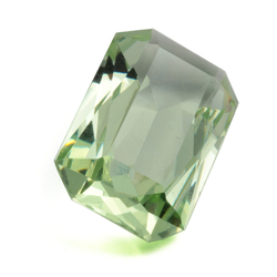 Large antique Czech hand cut peridot green octagon rectangle glass rhinestone 35x20mm