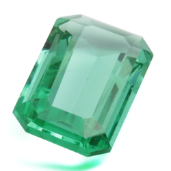 Large antique Czech hand faceted green octagon glass rhinestone 39x19mm