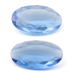Lot (2) large Czech vintage oval sapphire blue glass rhinestones 24x14mm