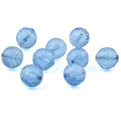 Lot (9) large Czech Art Deco vintage hand faceted blue glass beads 20mm