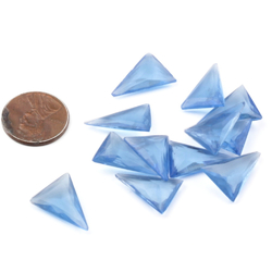 Lot (12) Czech vintage sapphire blue triangle glass rhinestones 18x13mm