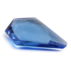 Large antique Czech hand cut sapphire blue pentagon glass rhinestone 38x27mm