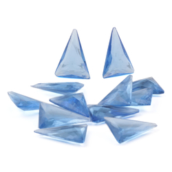 Lot (12) Czech vintage sapphire blue triangle glass rhinestones 18x13mm