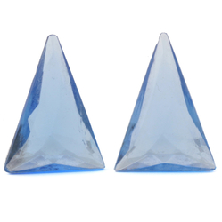 Lot (12) Czech vintage sapphire blue triangle glass rhinestones 18x13mm
