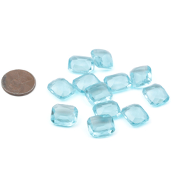 Lot (12) Czech vintage aqua blue rectangle glass rhinestones 14x12mm