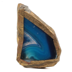 Vintage metal wrapped natural blue agate slice necklace pendant jewelry finding