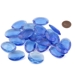 Lot (22) large Czech vintage oval sapphire blue glass rhinestones