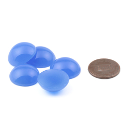 Lot (5) 18mm Czech vintage blue opaline chalcedony gemstone round glass cabochons