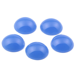 Lot (5) 18mm Czech vintage blue opaline chalcedony gemstone round glass cabochons