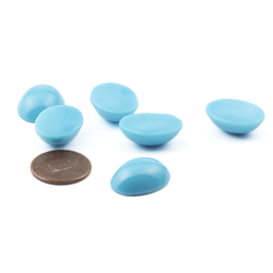 Lot (6) Czech vintage blue oval glass cabochons 20x15mm