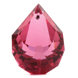Czech antique hand cut fuchsia pink teardrop pendant glass bead 30mm