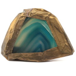 Vintage metal wrapped natural blue agate slice necklace pendant finding