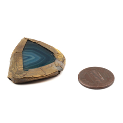 Vintage metal wrapped natural blue agate slice necklace pendant finding