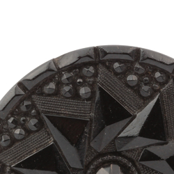 Antique Victorian Czech imitation marcasite spiral black glass button 32mm