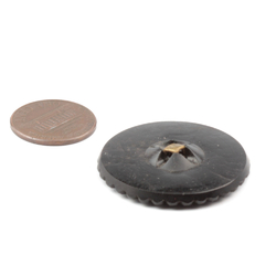 Antique Victorian Czech imitation marcasite flower black glass button 32mm