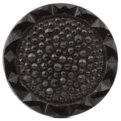 Antique Victorian Czech imitation marcasite black glass button 32mm