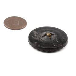 Antique Victorian Czech imitation marcasite black glass button 32mm