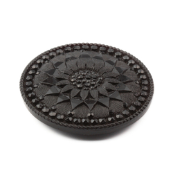 Antique Victorian Czech imitation marcasite lacy sunflower black glass button 32mm