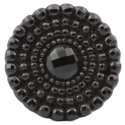 Antique Victorian Czech imitation marcasite black glass button 32mm