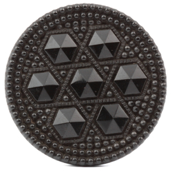 Antique Victorian Czech imitation marcasite large geometric black glass button 32mm
