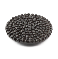 Antique Victorian Czech imitation marcasite large black glass button 32mm