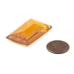 Large Czech vintage rectangle amber topaz glass rhinestone 36x22mm